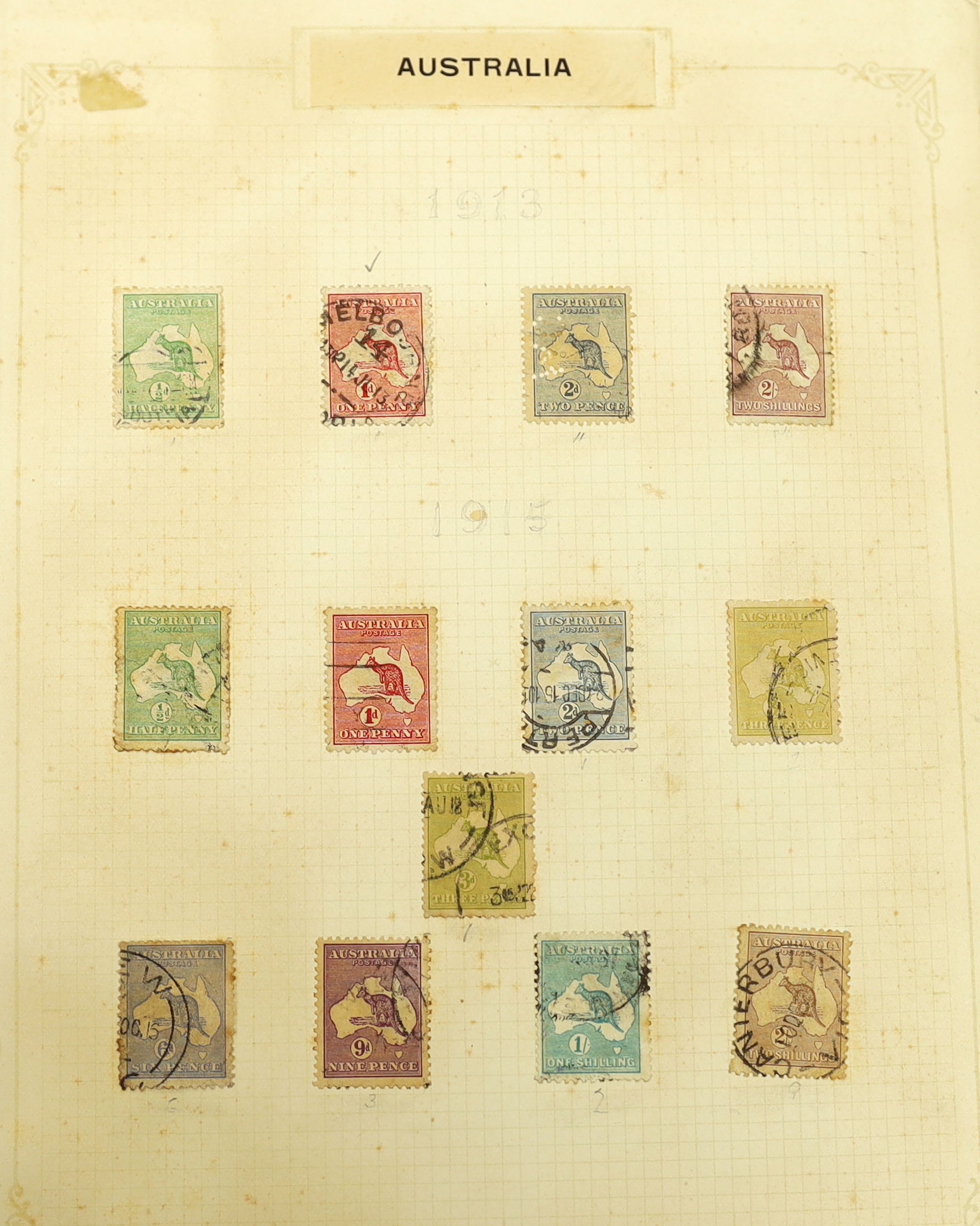 An old time collection of stamps in an album with Great Britain from 1840 1d and 2d used, etc